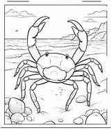 Crab On The Beach Coloring Page sketch template