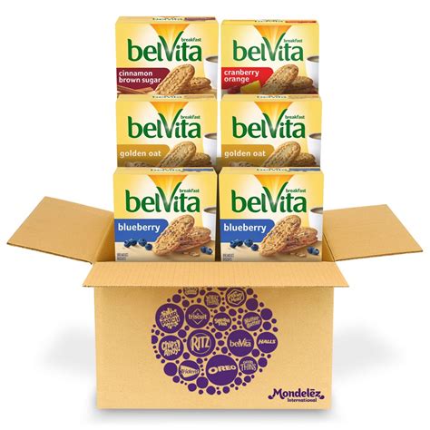 belVita Breakfast Biscuits Variety Pack, 4 Flavors, 30 Packs (6 Boxes ...