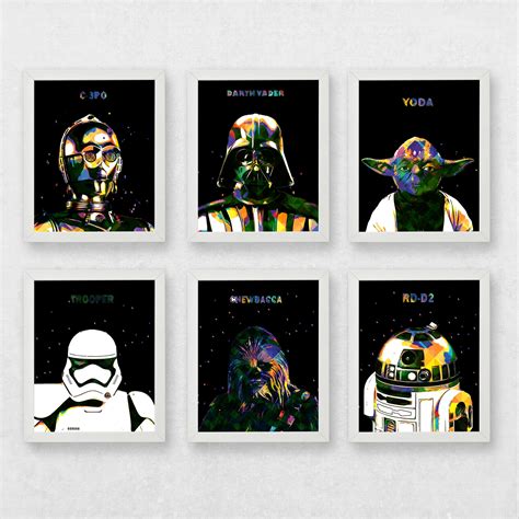 Set of 6 star wars pop art prints star wars set poster of | Etsy