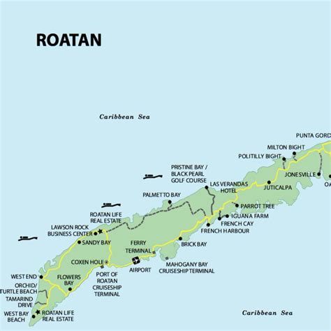 Roatan Map | Roatan, Roatan honduras map, Map