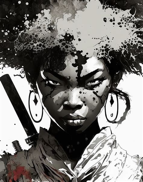 Female Afro Samurai Black Art Digital Download Home Decor African American Art - Etsy