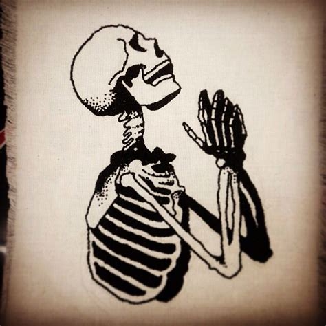 Skeleton Praying Tattoo Flash