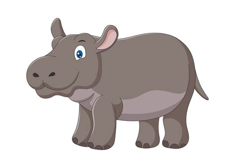 Cute cartoon hippo. Drawing african baby wild animal smiling ...