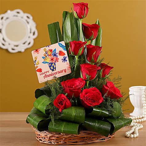 Buy/Send 10 Red Roses Anniversary Arrangement Online- FNP