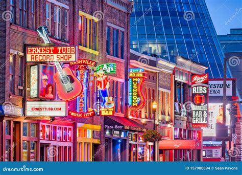 Lower Broadway Honky Tonks Nashville, Tennessee Editorial Stock Image ...