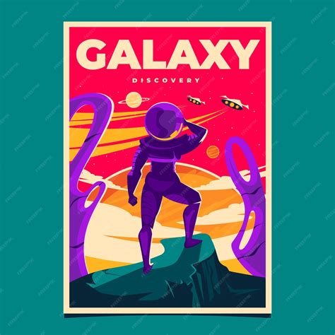 Premium Vector | Flat retro space poster