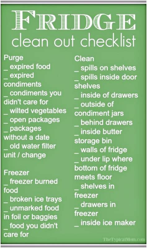 Free Refrigerator Clean Out Checklist - How to Clean