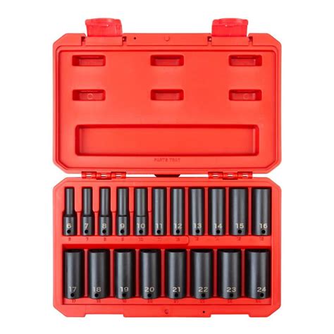 TEKTON 3/8 in. Drive Deep 6-Point Impact Socket Set, 19-Piece (6 mm ...