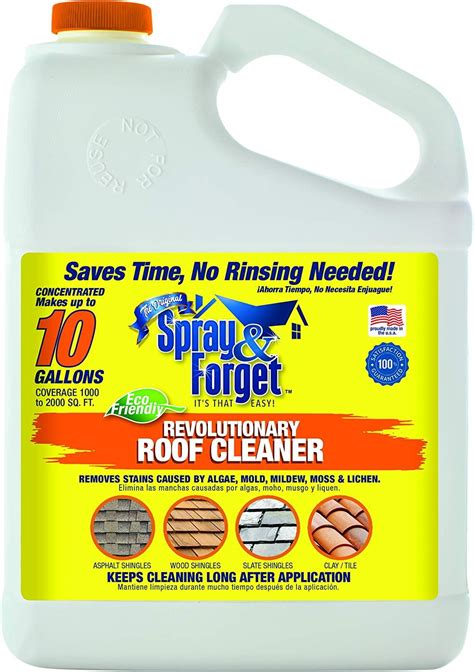 Spray & Forget Revolutionary Roof Cleaner Concentrate, 1 Gallon Bottle, 1 Count, Outdoor Cleaner ...