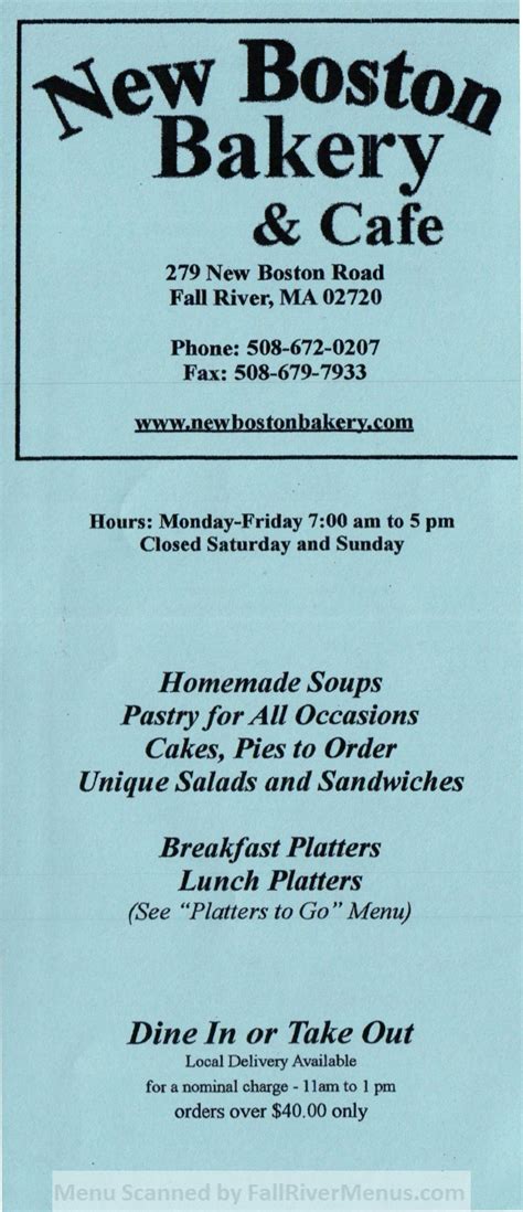 New Boston Bakery | Fall River Restaurants