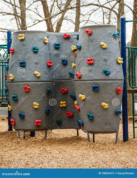 Climbing Wall In Children's Playground Stock Image - Image of outdoor ...