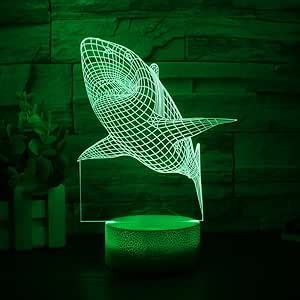 Amazon.com: Gift Ideas Shark Night Lights 3D Illusion Lamp Animal Light Led Desk Lamps Unique ...