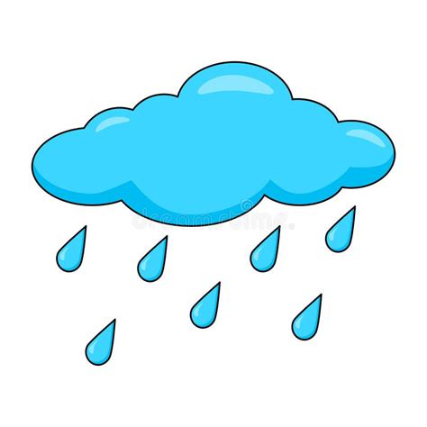 Cartoon Cloud with Rain Drops Isolated on White Background Stock Vector - Illustration of rainy ...