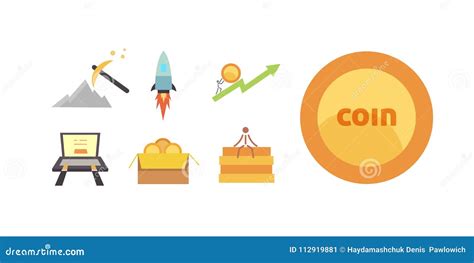 Token ICO Vector Illustration and Blockchain Technology Icons. Stock Vector - Illustration of ...