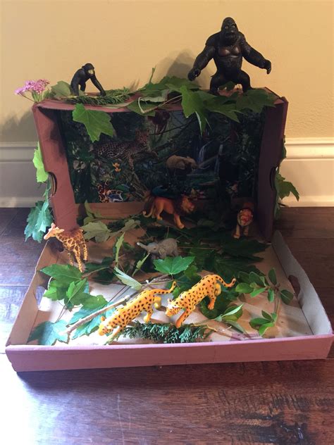 Jungle Diorama Project completed by my daughter and me - We used an ...