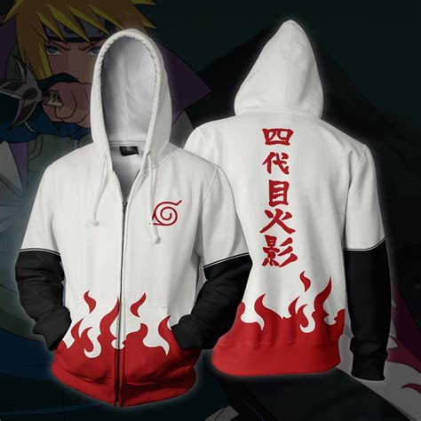 Minato Namikaze Hokage Zip Up Hoodie | Sports sweatshirts, Naruto ...