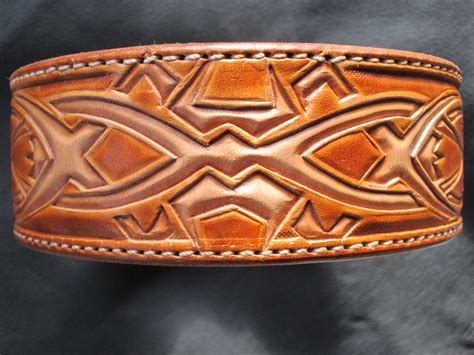 Large leather dog collar Celtic style design by AcrossLeather