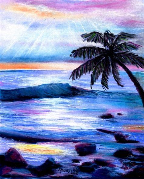 Hawaiian Sunset Print - Ocean Art Print - Kauai Beach Art - Hawaiian Sunset - Kauai Art Prints ...