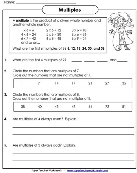 Factors And Multiples Of A Number Worksheet