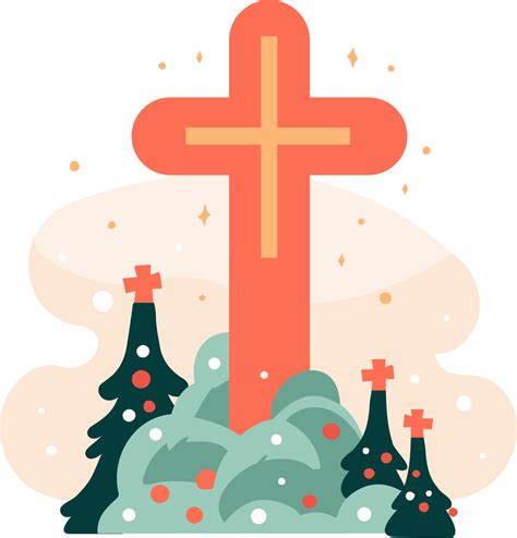 Hand Drawn christmas cross in flat style 27119474 PNG