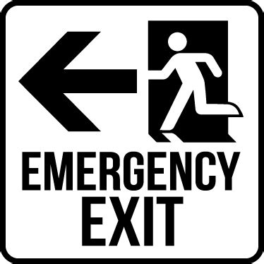 Emergency Exit Monochrome Sign Sticker - TenStickers