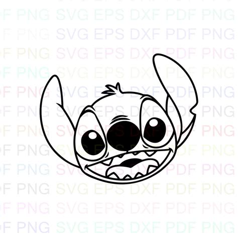 Stitch Face Smiling Lilo And Stitch Outline Svg Stitch | Etsy