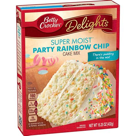 Amazon.com : Betty Crocker Delights Super Moist Party Rainbow Chip Cake Mix 15.25 oz (Pack of 2 ...