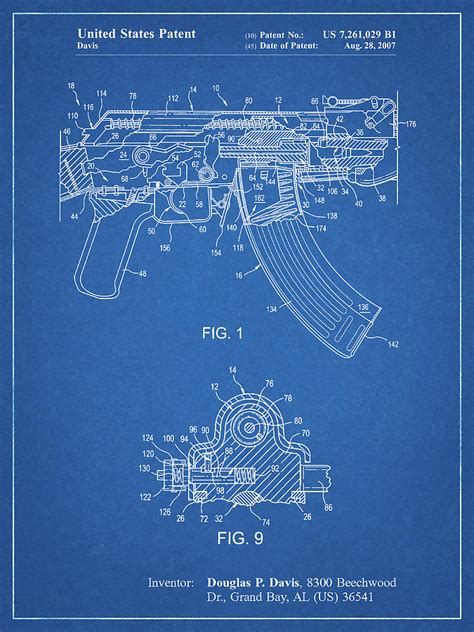 Pp701-blueprint Ak-47 Bolt Locking Patent Print Digital Art by Cole Borders - Pixels