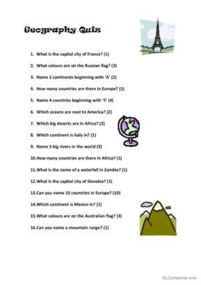 98 Geography English ESL worksheets pdf & doc