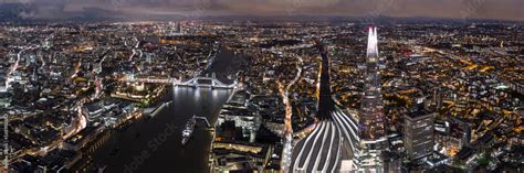 London Skyline at Night Aerial Stock Photo | Adobe Stock