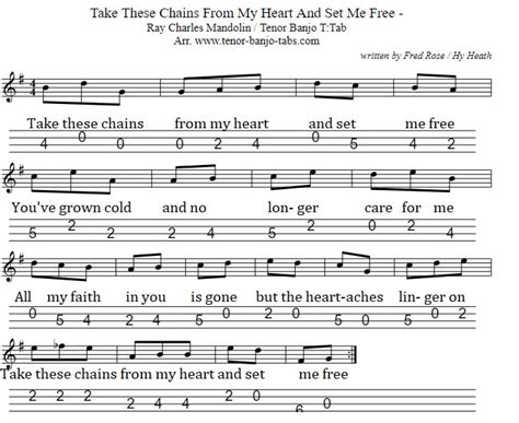 Take These Chains From My Heart Guitar And Mandolin Tabs - Tenor Banjo Tabs