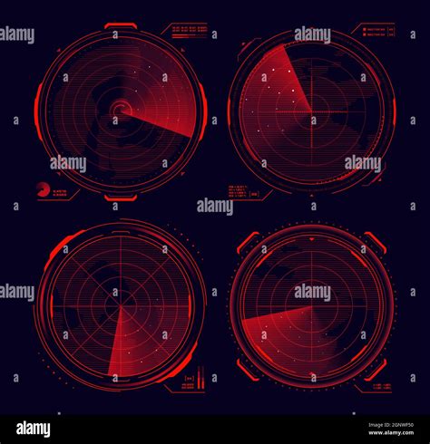 HUD military radar or sonar display interface, vector target detection ...