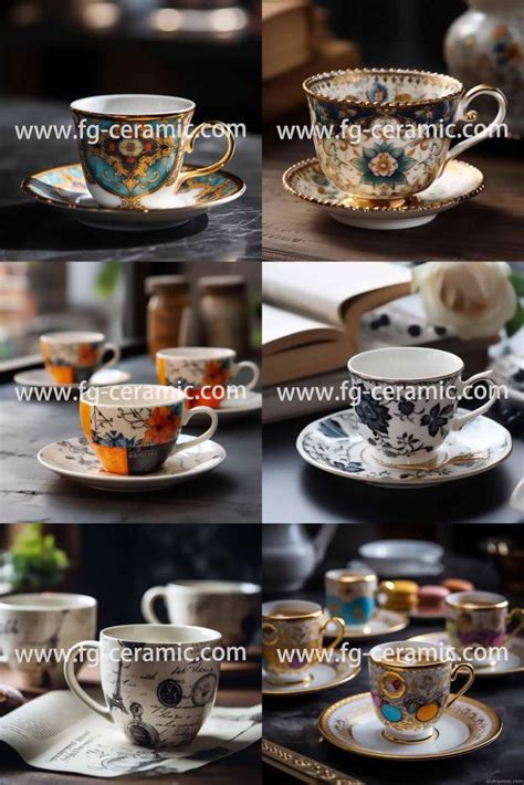 Elegance- French-Style Ceramic Coffee Cups - Flaming Grass Ceramic