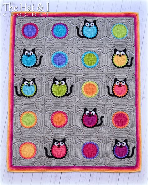 CROCHET PATTERN Cat Lover Blanket a colorful cat afghan