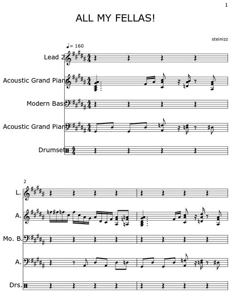 ALL MY FELLAS! - Sheet music for Piano, Modern Bass, Drum Set