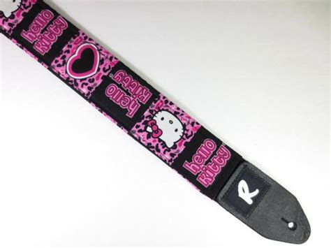 Pink Black Cheetah Print Hello Kitty Guitar Strap - Handmade - Girls | Handmade guitar strap ...