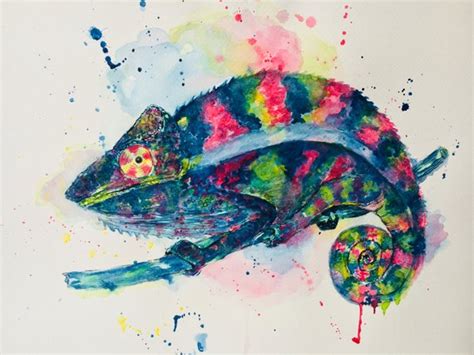 Chameleon Watercolor at PaintingValley.com | Explore collection of Chameleon Watercolor