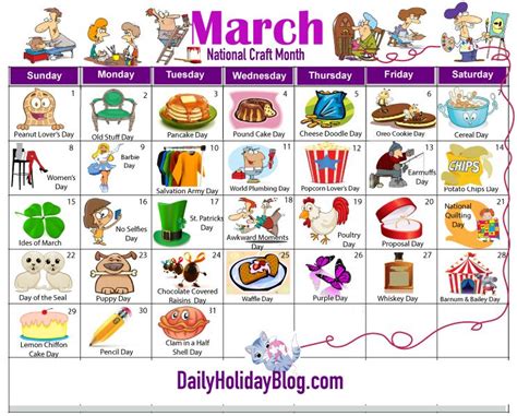 Holiday calendar, Wacky holidays, Special day calendar