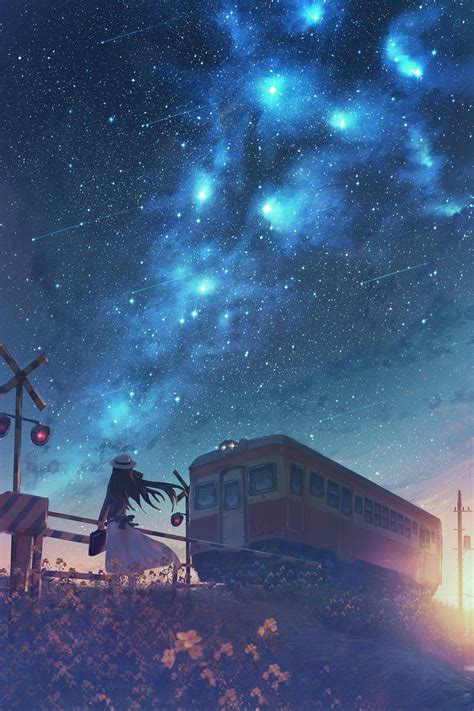 Anime Starry Night Sky Wallpaper