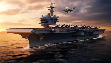 Premium AI Image | Carrier based aircraft launches and takes off