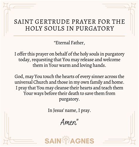 5 St. Gertrude Prayers for Souls in Purgatory (Printable Images)