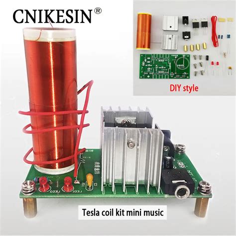 CNIKESIN DIY Kits 1 Set Mini Tesla Coil Kit 15W Mini Music Tesla Coil ...