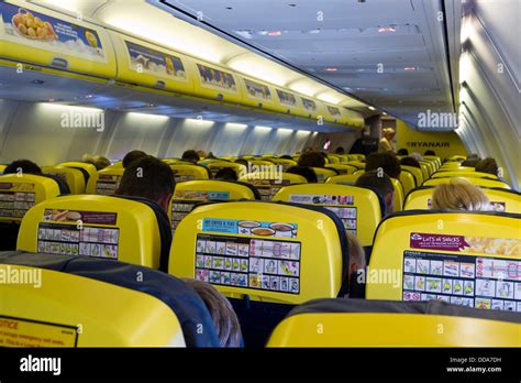 Cabin of a ryanair Airbus 320 aircraft Stock Photo - Alamy