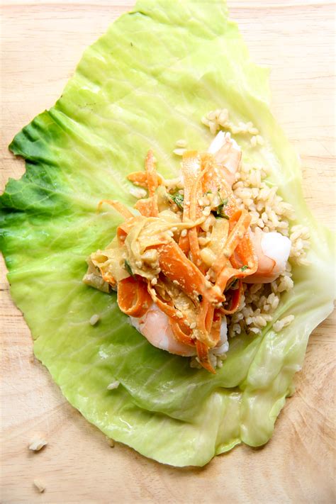 Shrimp + Rice + Veggie Cabbage Wraps - The Dreaming Foodie