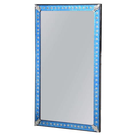 Blue Frame Mirror at 1stdibs