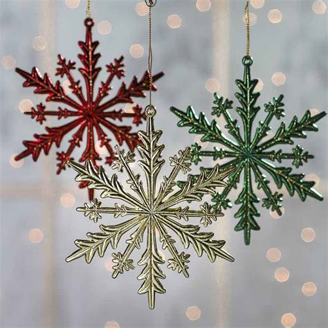 Metallic Glittered Snowflake Ornaments - Snow - Snowflakes - Glitter - Christmas and Winter ...