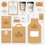 Coffee shop corporate identity template design set with coffee shop logo and coffee bean ...
