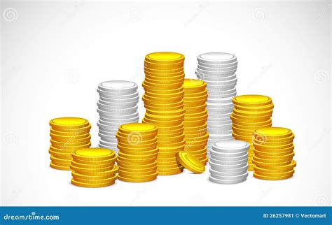 Gold and Silver Coin stock vector. Illustration of colorful - 26257981