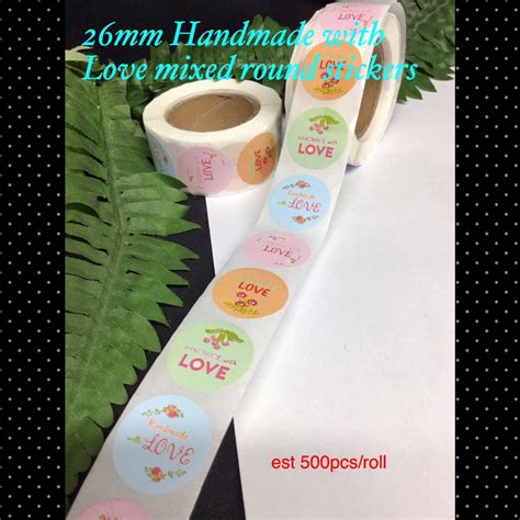 Handmade with Love mix round stickers - CraftEZOnline | Arts And Crafts Store