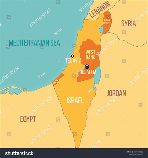 Vector Map Israel Including Egypt Syria Stock Vector (Royalty Free) 1346598536 | Shutterstock